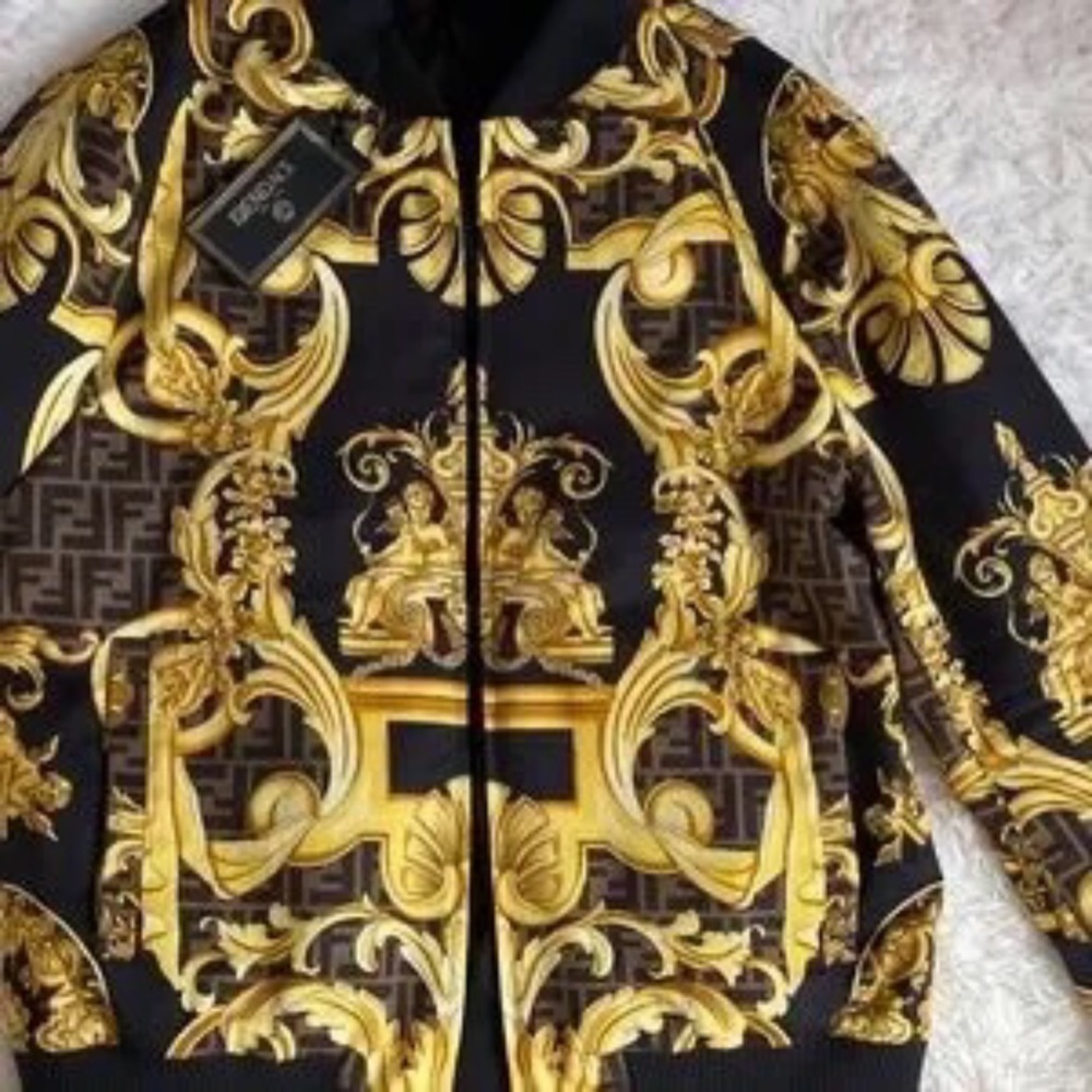 Fendace Gold Baroque Bomber Jacket NWT - Picture 3 of 8